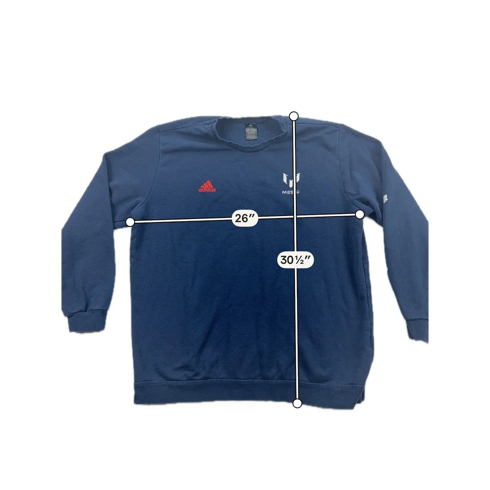 Adidas Messi Crewneck Sweatshirt Graphic Sleeve Pullover Navy Blue Mens‎ 2XL